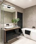Palmital 1 Light Modern Vanity Light Wall Sconce With Dimmable LED Mirror Lighting For Bathroom In Matte Black And Satin Glass