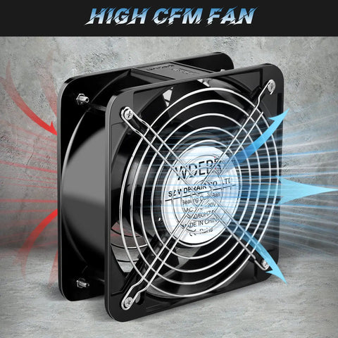 Beefy 6 Inch Axial Fan 110V 120V AC 150x50mm Metal Cooling Fan Delivers 201 To 236 CFM At 2700 RPM front view