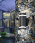2 Pack Up And Down Outdoor Wall Lights Aluminum Weatherproof Black Finish 3000K 5W ETL Certified Easy Install Semi Cylinder Design