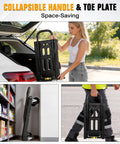 Heavy Duty Folding Hand Truck With Four Wheel Mode And Two In One Collapsible Push Cart And Fold Up Toe Plate for compact storage