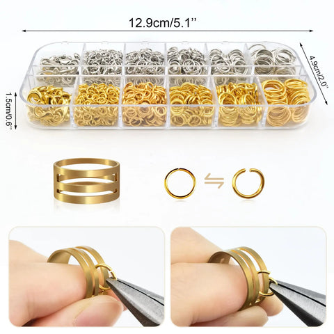 DIY Jewelry Repair Kit With 1400 Pcs Assorted Jump Rings In Silver And Gold, Includes Pliers for crafting and repairs