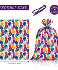 Massive 56 Inch Birthday Gift Bag With Colorful Balloons And Confetti Design Heavy Duty Waterproof Plastic For Kids Parties