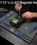 Heat Resistant Soldering Mat For Electronics Repair, Pro Grade Magnetic Silicone Work Pad With compartments in use