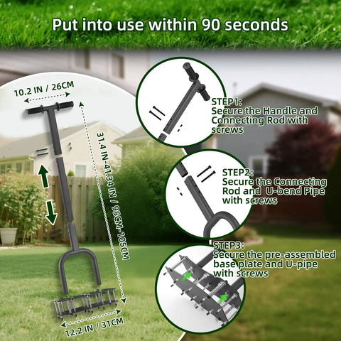 Lawn Aerator For Clay Soil With Kick To Unclog Easy Clear Design And Bolt On Base That Never Breaks 11 Heavy Duty 3.5 Inch Spikes