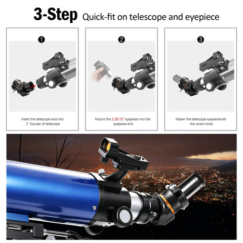 3-step guide for 2 Inch Diagonal 45 Degree Erect-Image Prism for Telescope With BAK4 Prism And Anti-Reflective Coating setup