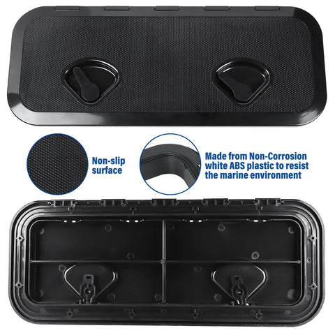 Heavy Duty Boat Hatch Cover Built Like A Tank With Premium Abs Plastic For Tight Deck Access features non-slip surface and dual handles.