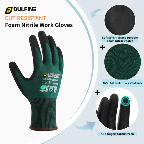 ANSI A4 Cut Resistant Work Gloves For Men With Micro Nitrile Coated Palms Touchscreen Ready Anti Slip Grip Durable Safety Gear