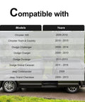 Compatibility chart for Chrysler 300, Town & Country, Dodge Challenger, Charger, Durango, Grand Caravan, Jeep Commander, Grand Cherokee