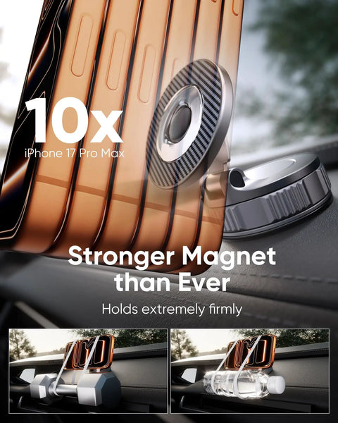 Dope Magnetic Car Phone Holder With 360 Degree Rotation And Ultra Strong Suction Mount For iPhone 17 Pro Max on dashboard