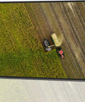 Golden Harvest Scene Canvas Wall Art 12x16 Black Framed Print with aerial farm field view, waterproof and anti-fading.