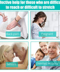 Collage showing people with back pain, pregnancy, seniors, and limited mobility benefiting from Long Reach Comfort Toilet Wiping Aid.