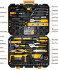 All In One 168 Piece Tool Set With Screwdrivers, Ratchet Wrenches, Socket Wrenches, Hand Saw, And Hammer for various repairs
