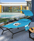 Heavy Duty Outdoor Hammock With Stand And Adjustable Canopy For Backyard Hangouts, Rustproof Metal Frame, Detachable Sunshade
