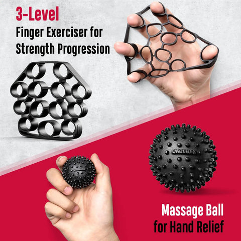 Grip Strength Trainer Kit With Six Pack Hand Grippers, Adjustable Resistance Forearm Exerciser, Massage Balls For Hand Rehab