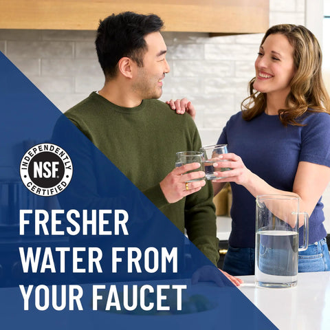Couple enjoying Fresher Water from EF-6000 Quick Change Filter Cartridge For Full Flow Drinking Water System 6000 Gallon Capacity 0.5 Micron