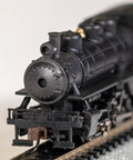 Front view of USRA 0-6-0 Switcher Locomotive With Tender For N Scale, Central New Jersey Theme, on model railway track.