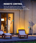 Person using Weatherproof Outdoor Timer Outlet With 100 Ft Remote Control, Dual Grounded Outlets For Outdoor String Lights in the rain