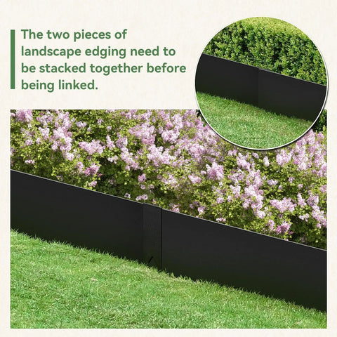 Heavy Duty Galvanized Steel Landscape Edging Kit With No Dig Hammer In Border System, 8 Inch Panels installed in garden