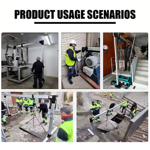 Hella Sturdy Aluminum Portable Gantry Crane Rig Quick Adjust Height Span Tight Quarters Rough Ground No Sweat Hoisting Up To Four Thousand Four Hundred Pounds Capacity in use for lifting and hauling equipment.