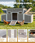Wooden Chicken Coop For Backyard Poultry Flock With Three Weatherproof Asphalt Roofs Removable Tray Two Nesting Boxes
