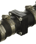 Sump Pump Check Valve With Flexible PVC Couplings For One And One Quarter Inch Or One And One Half Inch Piping, Full-Flow Flapper Design