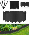 20 Ft Black Garden Edging Border Set With 20 Stakes 7.8 Inch High Landscape Edging for flower beds and lawn borders, durable PP material