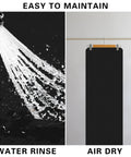 Heavy Duty Floor Protection Mat For Electric Scooter 51 By 16 Inches Absorbent And Flexible Non Slip Durable Shielding Floors from Dirt Scratches Moisture, water rinse on left, drying on hanger right