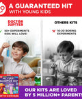 Color image of a child happily experimenting with Hands On Science Kit For Kids Aged 4 To 8 With 50 Plus Experiments.