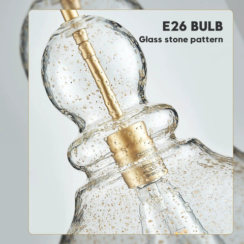 Gold Seeded Glass Pendant Lights For Kitchen Island And Hallway Large Hand Blown Brass Ceiling Pendant Fixture Over Table 10 Inch Modern Vintage Style Lighting For Kitchen Sink And Entryway Showpiece Vibe