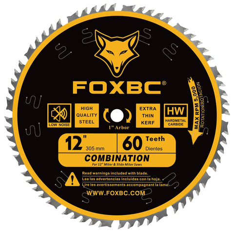 12 Inch Combination Miter Saw Blade 60 Tooth For Wood Cutting With 1 Inch Arbor, Smooth Finish For Ripping And Crosscutting