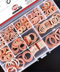 Best Solid Copper Flat Washers And Gasket Kit Universal Fit For Car Auto Engine Oil Drain Sump Plug Seals With Nuts And Bolts For Repair Shops And DIY Mechanics Keeping Your Ironclad For Any Grind You Put It Through. M5 copper washers in organizer box