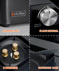 Detailed view of Grab And Go Portable Butane Camping Stove with flame control, support feet, 3 burners, and cookware rack