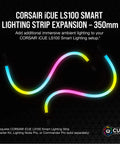 Two 350mm iCUE LS100 Smart Lighting Strips Expansion Kit with 21 addressable LEDs for RGB ambient lighting on monitors and PC cases.