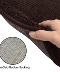 Close-up of brown U-shaped foam seat cushion with non-skid rubber backing, Brown U Shaped Foam Seat Cushions For Dining Chairs And Office 17 By 15 Inches Thick High Density Foam Non Slip Grip Washable Microfiber Cover Fits Metal And Wooden Chairs.
