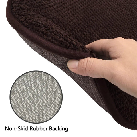 Close-up of brown U-shaped foam seat cushion with non-skid rubber backing, Brown U Shaped Foam Seat Cushions For Dining Chairs And Office 17 By 15 Inches Thick High Density Foam Non Slip Grip Washable Microfiber Cover Fits Metal And Wooden Chairs.
