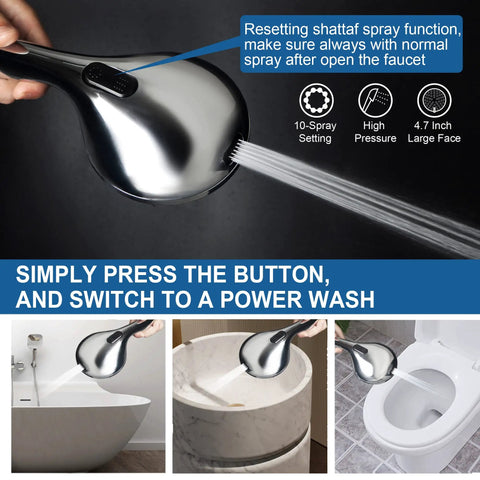 High Pressure Shower Head Combo With 82 Modes 3 Way Handheld And Showerhead 25.75 Inch Adjustable Stainless Steel, power wash feature