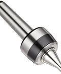 Rock Solid 4 MT Spindle Live Center With Sixty Degree CNC Point Hella Reliable For Heavy Duty Manual Lathes Featuring Permanently Lubricated Bearings and Knockout Precision, side view.
