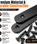 Heavy Duty 100 Piece Stainless Steel Flat Plate Straight Brackets 36mm To 76mm Tough As Nails Corner Brace Kit For Furniture Reinforcement, close-up of matte black brackets and screws.