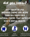 Dog enjoying Braided Beefhide Dog Chews With Peanut Butter Flavor 7 Inch Long USA Made Rawhide Chews For Medium Dogs