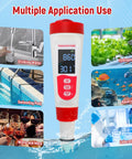 4 In 1 Pool Water Tester With PH EC TDS And Temperature LCD Display; digital meter with multiple application examples.