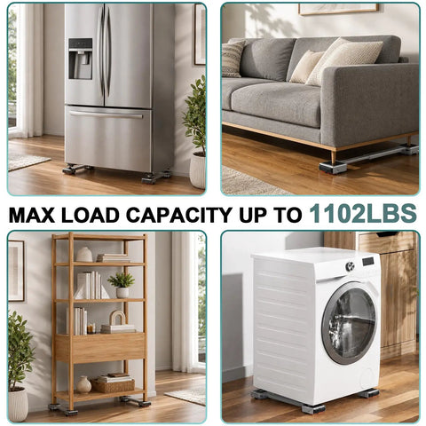 Heavy Duty Appliance Rollers With Extendable Sliders Swivel Wheels Anti Slip Feet For Moving Washers Dryers Furniture Refrigerators Base Stand Lever Tool Easy Mobility under various furniture pieces