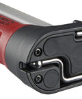 Close-up of Rechargeable 500 Lumen Compact LED Work Light With Color Rite Technology, metal clip and red casing.
