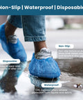 Disposable Blue Shoe Covers 50 Pack 25 Pairs One Size Fits All Non Slip Waterproof Indoor Booties And Shoe Protectors