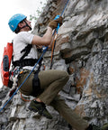 Climber using Right Hand Climbing Ascender For 8 To 13 Mm Rope, UIAA Certified Rope Clamp, rock face ascent, lightweight gear