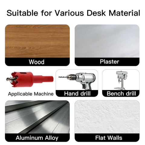 18 Pack Flexible Silicone Desk Cable Grommets With 1 Inch Hole Saw Heavy Duty Cord Hole Covers for various desk materials.