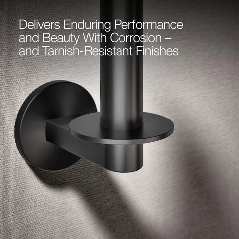 Vertical Toilet Paper Holder Built For Real Life, Premium Metal Build, matte black corrosion and tarnish resistant finish detail