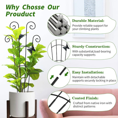 2 Pack 30 Inch Tall Plant Trellis For Potted Climbing Plants Indoor And Outdoor Expandable Metal Garden Trellis features and plant support.
