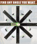 Digital Angle Finder Protractor 2 In 1 Miter Saw Ruler 7 Inch 200mm ABS High Accuracy Handy Tool showing various angles
