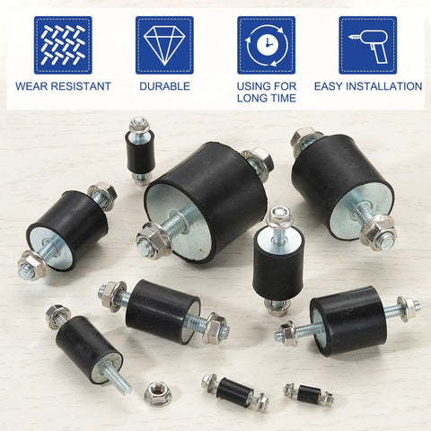 Heavy Duty Rubber Isolator Mounts 20x20mm M5 Thread Pack Of 8 With Lock Nuts For Vibration Dampening Anti Vibe Mounts For Motors Air Compressors And Engines 50mm Height Keeps Things Quiet And Running Smooth. black rubber and metal isolator mounts with nuts