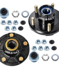 Pair Of Two 2000 Lb Idler Hub Assemblies For Utility Trailers With 5 On 4.5 Bolt Pattern That Swaps Right Onto 1 1/16 Inch Straight Spindles, complete with nuts and bearing.